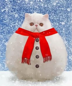 Snowman Cat With Scarf Paint By Numbers