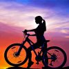 Sporty Girl With Bike Silhouette Paint By Numbers