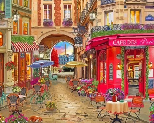 Spring Paris Cafe Paint By Numbers