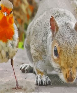 Squirrel And Bird Paint By Numbers