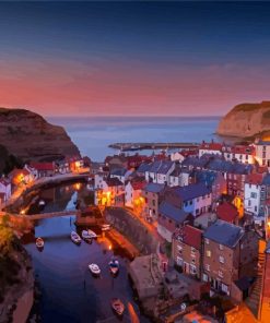 Staithes Village Sunset Paint By Numbers