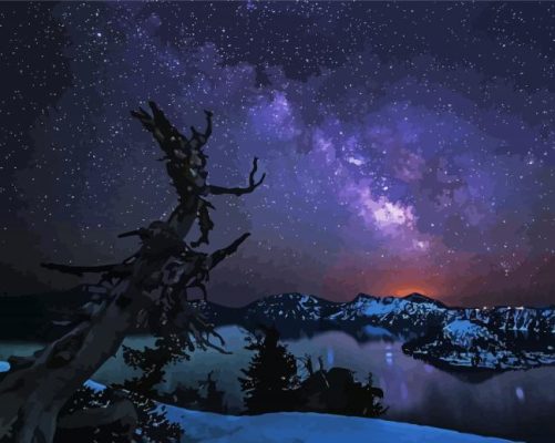 Starry Night In Crater Lake Paint By Numbers