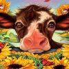 Sunflower Cow With Butterflies Paint By Numbers