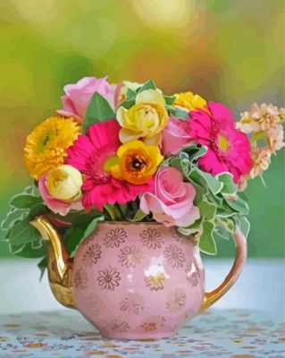 Teapot Flowers Paint By Numbers