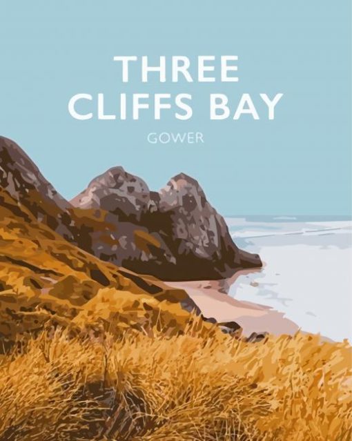 Three Cliffs Bay Poster Paint By Numbers