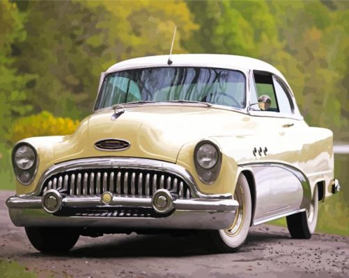 White 1953 Buick Paint By Numbers