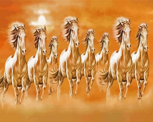 White 8 Horses Paint By Numbers