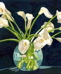 White Calla Lilles Flowers In Glass Vase Paint By Numbers