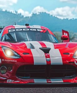 White And Red Dodge Viper Car Paint By Numbers