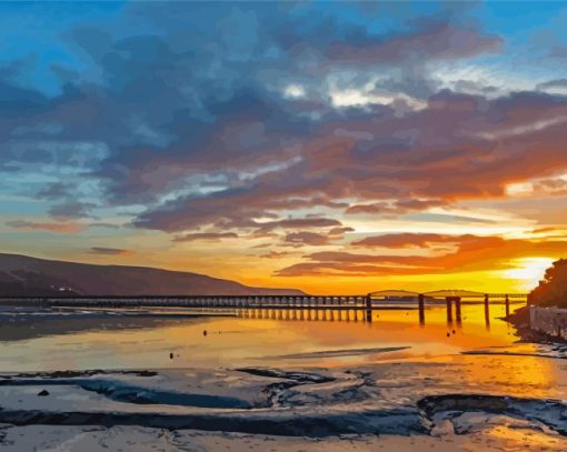 Winter Sunset Barmouth Wales Paint By Numbers