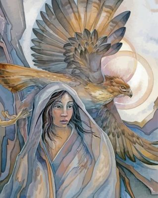 Woman And Hawk Paint By Numbers