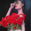 Woman And Red Roses Paint By Numbers