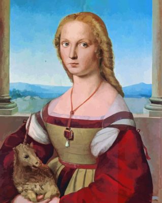 Young Woman With Unicorn Raphael Santi Paint By Numbers