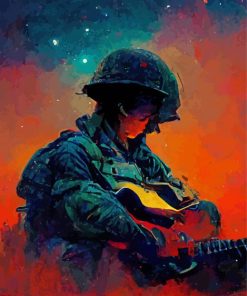 Abstract Soldier Lonely Musician Paint By Numbers