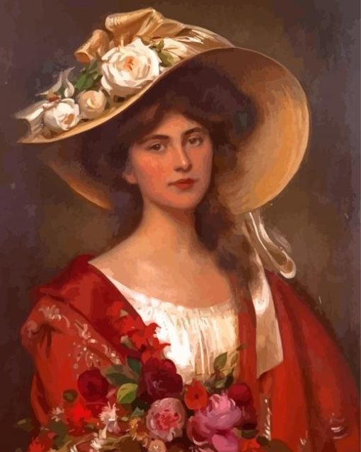 Aesthetic Woman With Flowerhat Paint By Numbers