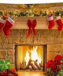 Aesthetic Chrismas Fireplace Paint By Numbers