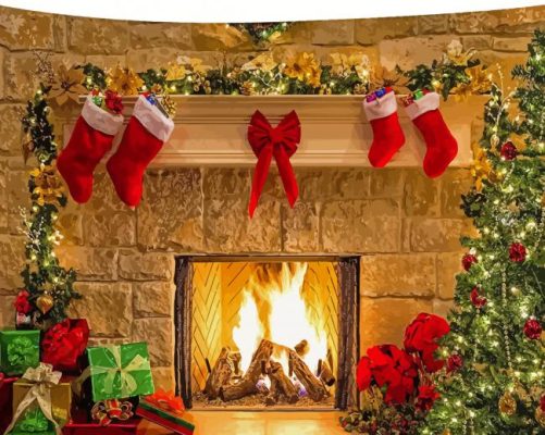 Aesthetic Chrismas Fireplace Paint By Numbers