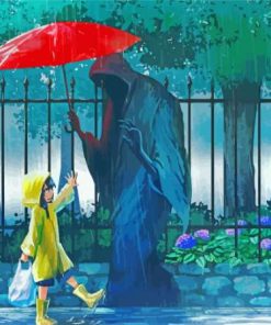 Anime With Rain Paint By Numbers