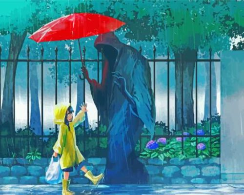 Anime With Rain Paint By Numbers