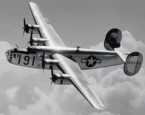 Black And White B 17 Airplane Paint By Numbers