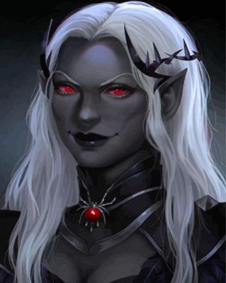 Black Elf With Red Eyes Paint By Numbers