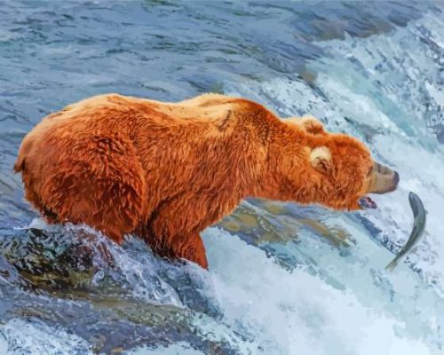 Brown Bear Fishing Paint By Numbers