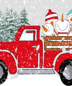 Christmas Red Pickup Paint By Numbers