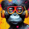 Colorful Monkey With Headphones Paint By Numbers