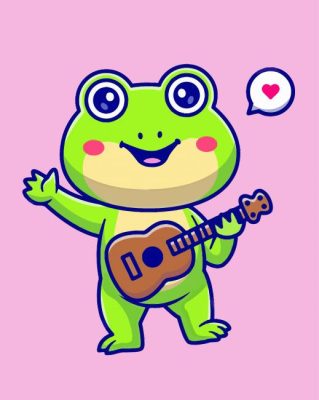 Cute Baby Frog With Guitar Paint By Numbers