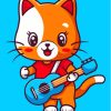 Cute Cat Playing Guitar Paint By Numbers