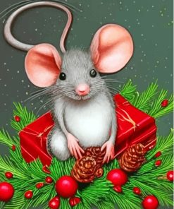 Cute Christmas Mouse Paint By Numbers