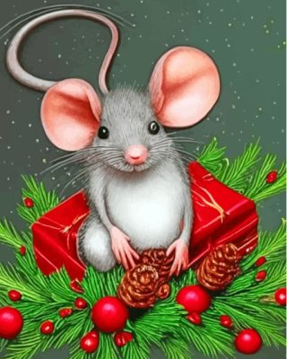 Cute Christmas Mouse Paint By Numbers