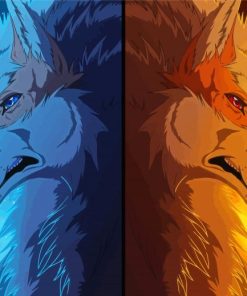 Fire Ice Wolves Anime Paint By Numbers