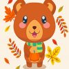 Happy Bear Autumn Leaves Paint By Numbers