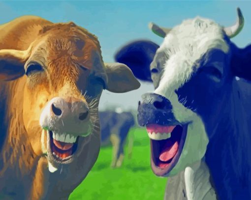 Happy Funny Cows Paint By Numbers