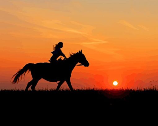 Horse And Girl Silhouette Paint By Numbers