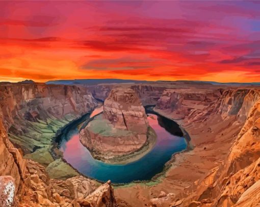 Horseshoe Bend Sunset Paint By Numbers