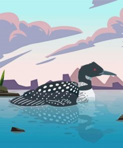 Loon Bird On Lake Illustration Paint By Numbers