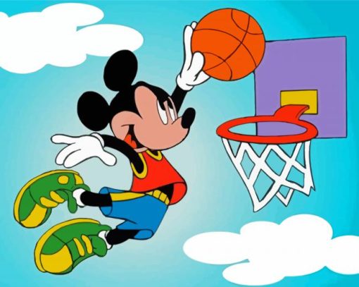 Mickey Mouse Basketball Cartoon Paint By Numbers