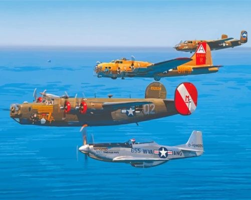 Military WWII Airplanes Paint By Numbers