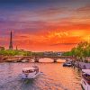 Sunset River In Paris Paint By Numbers