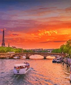 Sunset River In Paris Paint By Numbers