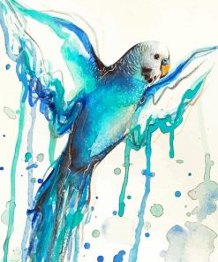 Abstract Blue Parakeet Bird Paint By Numbers