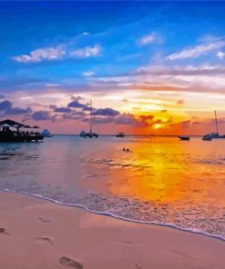 Aesthetic Aruba Beach At Sunset Paint By Numbers