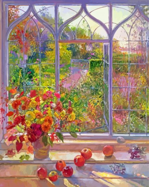 Autumn Garden Window Paint By Numbers