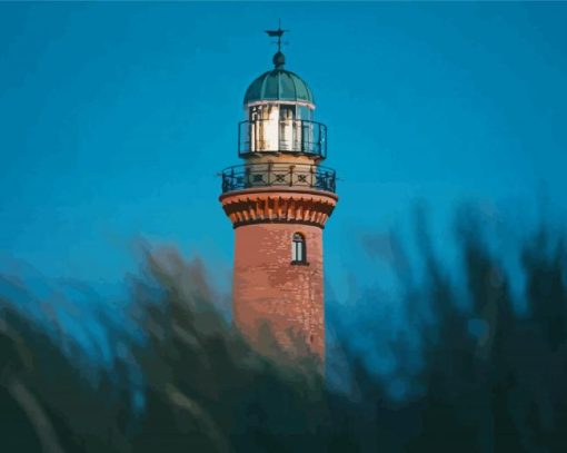 Brick Lighthouse At Night Paint By Numbers