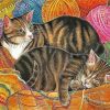 Cat And kitten With Yarn Basket Paint By Numbers