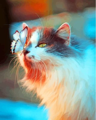 Cat With Butterfly On Nose Paint By Numbers