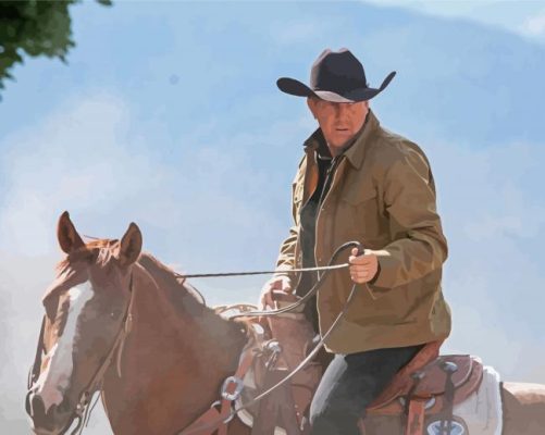 Costner On A Horse Yellowstone Paint By Numbers