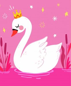 Elegant Swan With Crown Paint By Numbers